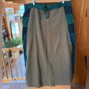 Gypsy Rose patchwork Corduroy A-Line Skirt Drawstring.